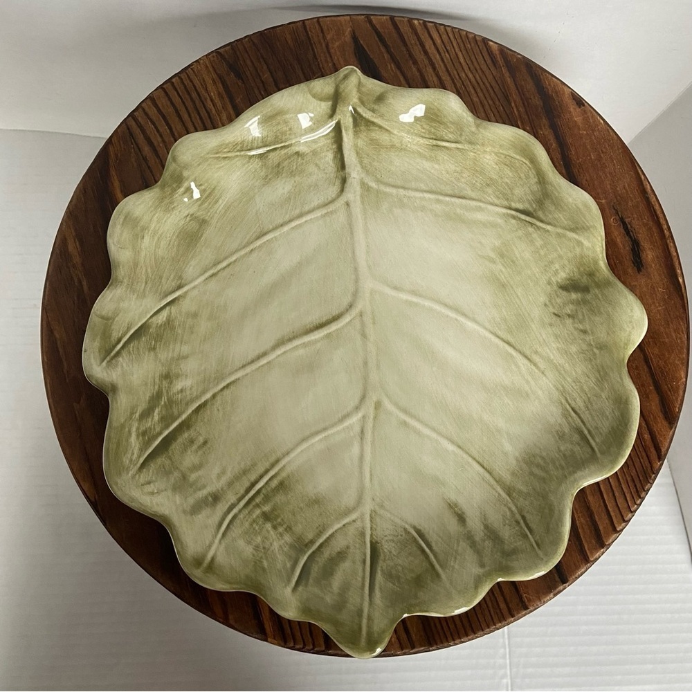 Green Cabbage Leaf Plate Made In Italy 9604/24 Ceramic Plant Shape Plate